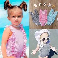 Детский полосатый купальник для маленьких девочек, купальник-бикини, купальный костюм, пляжная одежда