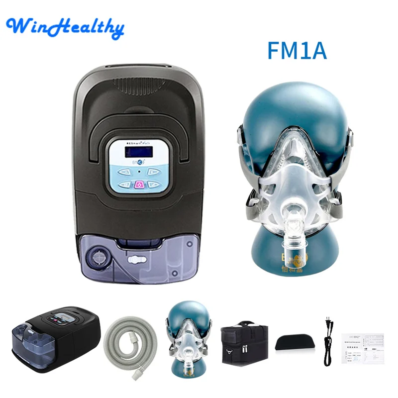 Win Healthy BMC CPAP/APAP/аппарат искусственного дыхания с полной лицевой маской или назальная маска для сна и храпа синдрома апноэ сна SAS - Цвет: With Mask FM1A