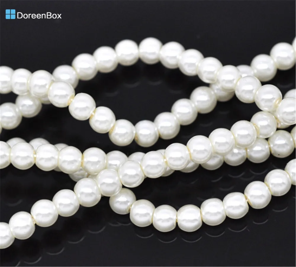 

Doreen Box hot- 5 Strands Round Glass Pearl Beads 4mm 32-1/4" (B12579)