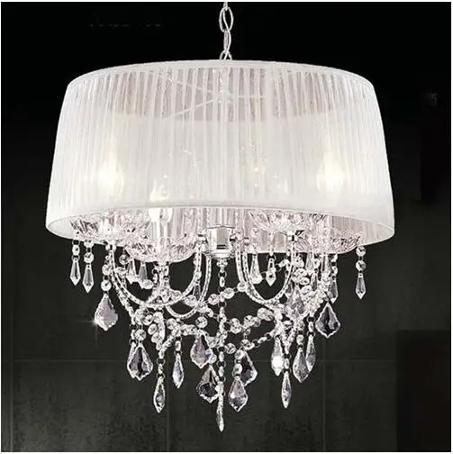 Modern Crystal Chandeliers Light,Round Lampshade Double-deck Fabric Lamp Shade Luminaire Chandelier Lamp for Restaurant Bar,CL01 Modern Crystal Chandeliers Light,Round Lampshade Double-deck Fabric Lamp Shade Luminaire Chandelier Lamp for Restaurant Bar,CL01