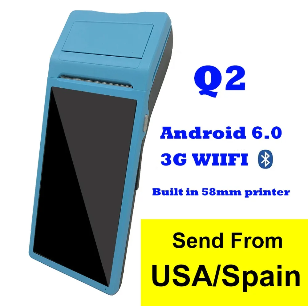 Q1 POS SystemTerminal PDA مع طابعة حرارية المدمج في و ماسح الباركود NFC الخيار
