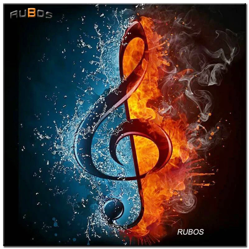 

RUBOS ice fire musical note DIY 5D diamond mazayka diamond embroidery pattern rhinestone diamond painting full home decor 2018