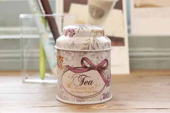 

Vintage style print flower series metal tea box Cute tin box Round home storage case Iron candy container Gift