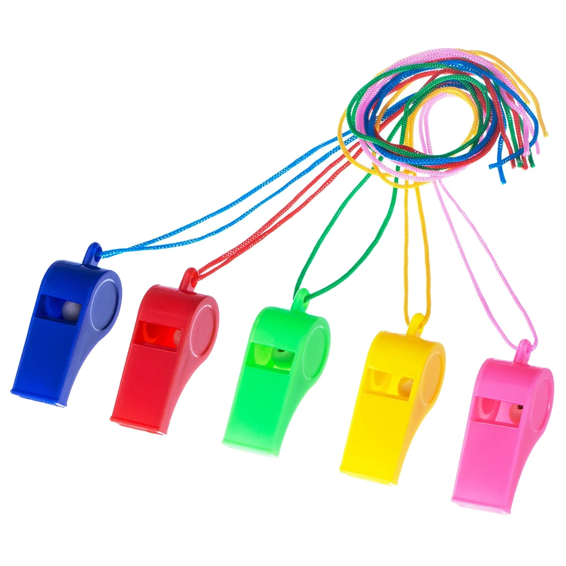 40 Pieces Plastic Whistles with Lanyards for Party Sports, 5 Colorsin