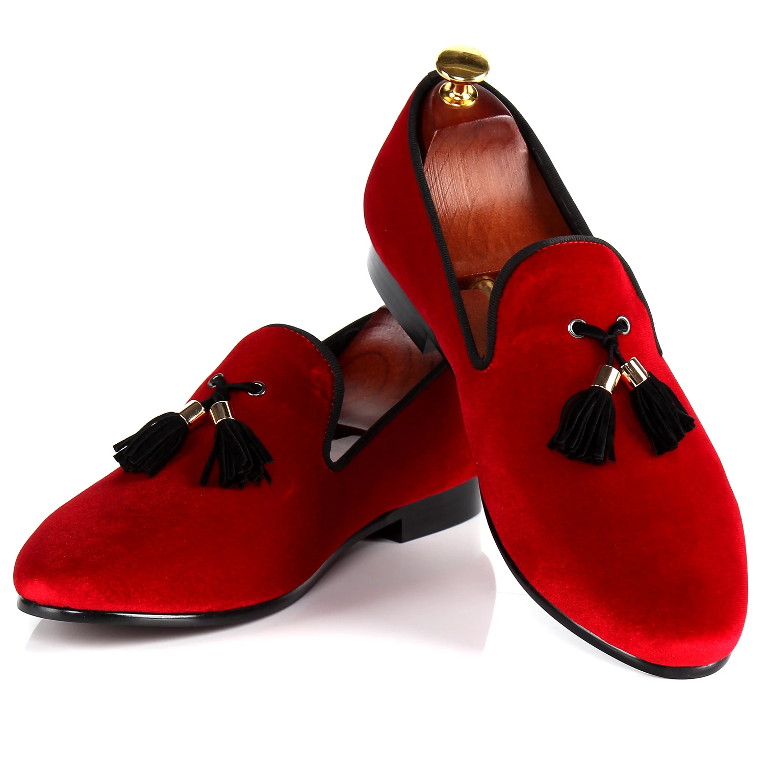 Aliexpress.com : Buy Men Wedding Shoes Red Velvet Loafer Shoes Tassel ...