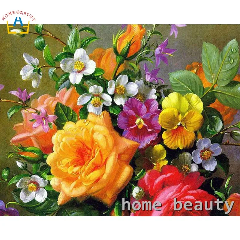 

Hand painted flowers painting calligraphy for living room acrylic picture paint by numbers wall decor coloring by number Y110