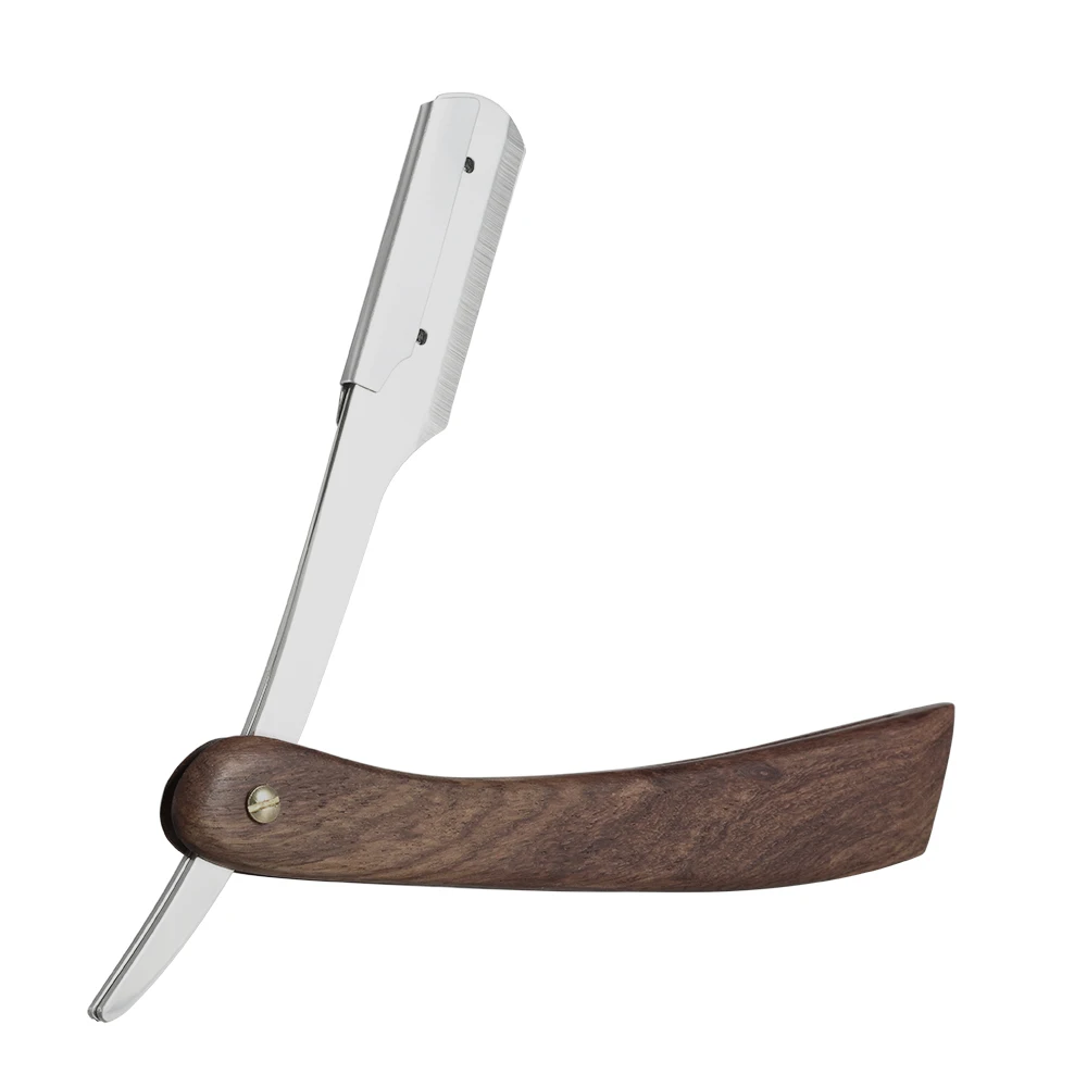 Manual ShaverStainless Steel Folding Straight Edge Razor Wooden Handle