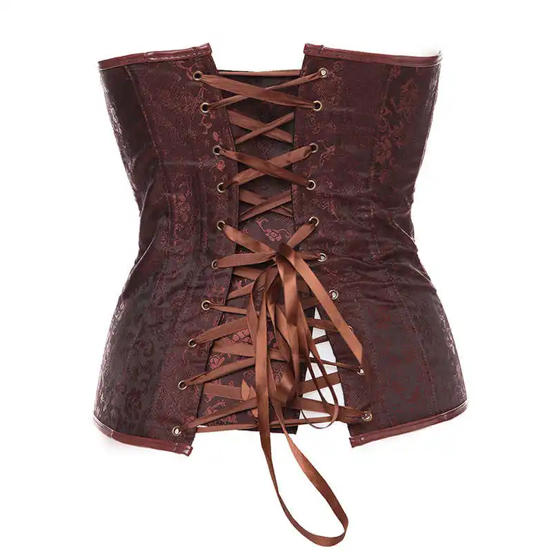 Plus Size 6XL Women Corset Tight Lacing Zipper Waist Cincher Rock Steampunk Clothing Sexy Lingerie Faux Leather Corset Overbust (7)