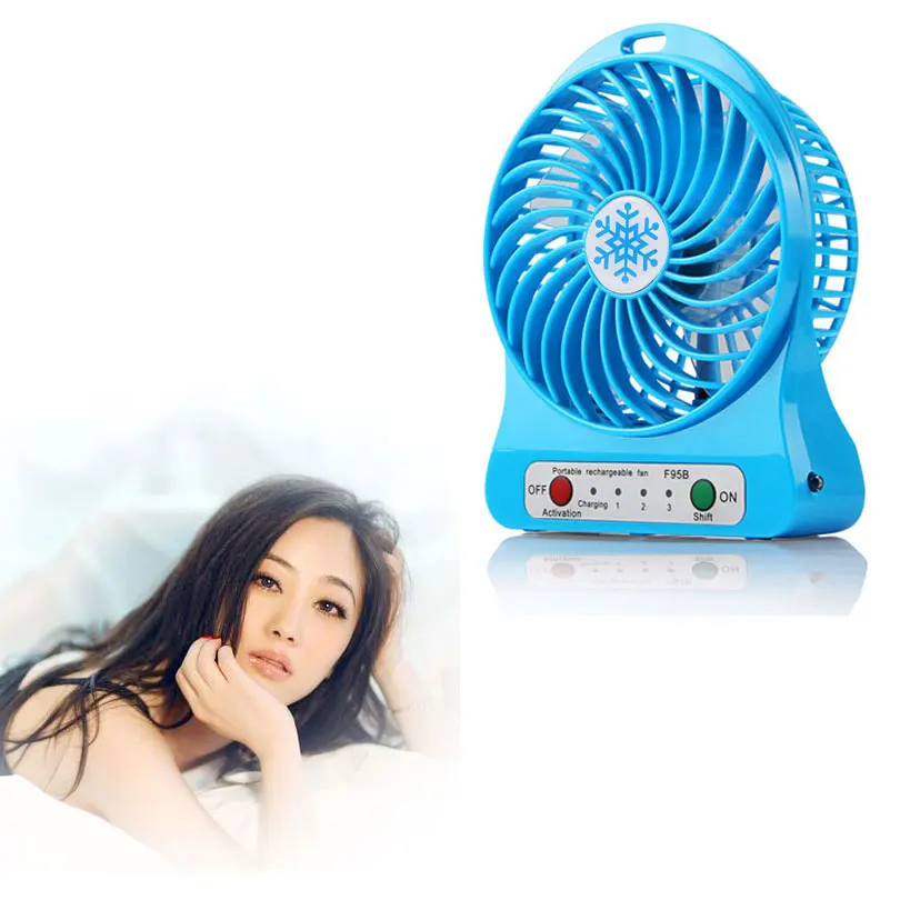 USB Mini Fan Portable Electric Fans LED Portable Rechargeable Desktop