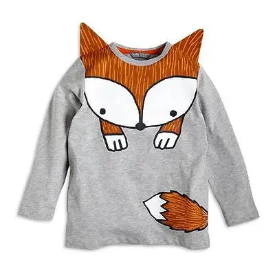 2017 весенне осенние милые топы с принтом лисы для новорожденных футболка длинным