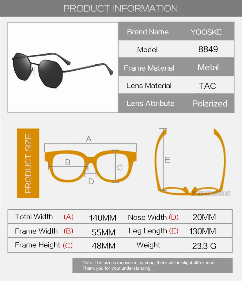 YOOSKE поляризационные солнцезащитные очки для женщин и мужчин, трендовые брендовые дизайнерские многоугольные солнцезащитные очки для вождения, солнцезащитные очки в стиле ретро, маленькие очки UV400