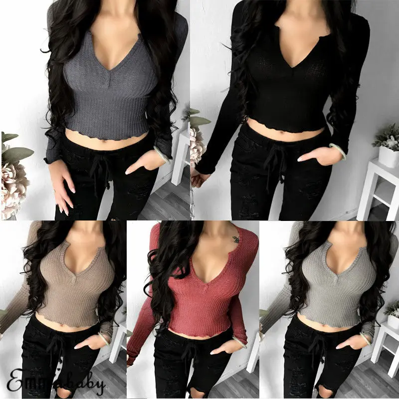 

Hot Summer Autumn 2018 Plus Size XL Black Shirt Female V Neck Long Sleeve Shirt Fashion Bodycon Leisure Cotton Blouse Tops