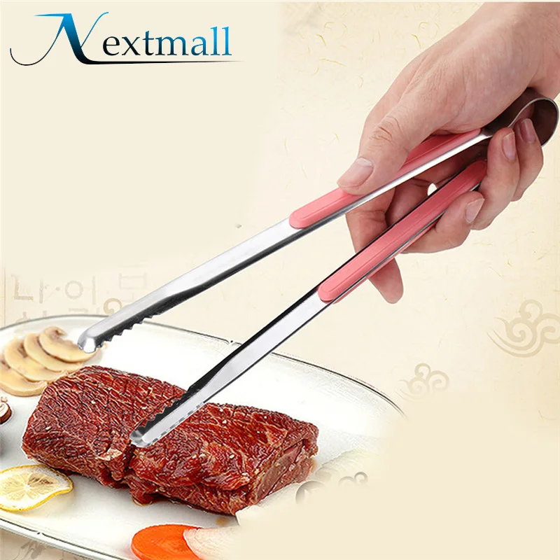 Stainless Steel Kitchen Tongs Cooking Forceps BBQ Tongs Food Salad Bacon Steak Bread Clip Clamp