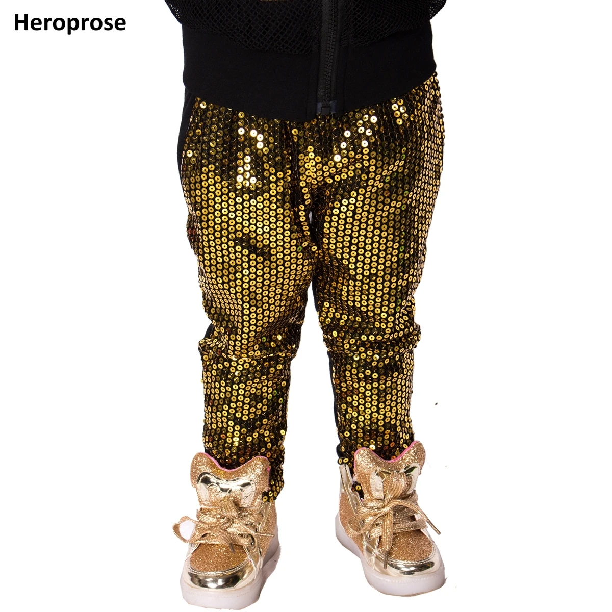 

2021 New Fashion Children's Clothing Harem Hip Hop Dance Pants Panelled Spliced Sweatpants Kids Punk Sports Gold Trouser