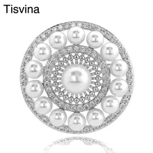 Tisvina, винтажные Броши из натурального жемчуга для женщин, круглые значки и броши, подвеска на цепочке, многофункциональные Роскошные ювелирные изделия