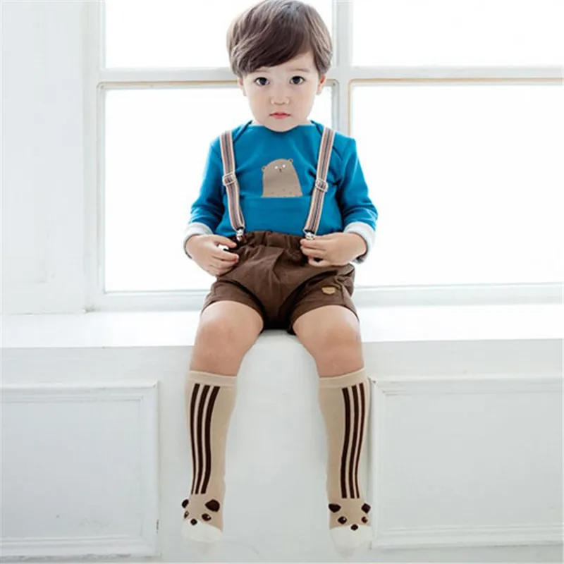 Хлопковые носки для новорожденных девочек и мальчиков; нескользящие Гольфы с рисунком животных; детские носки