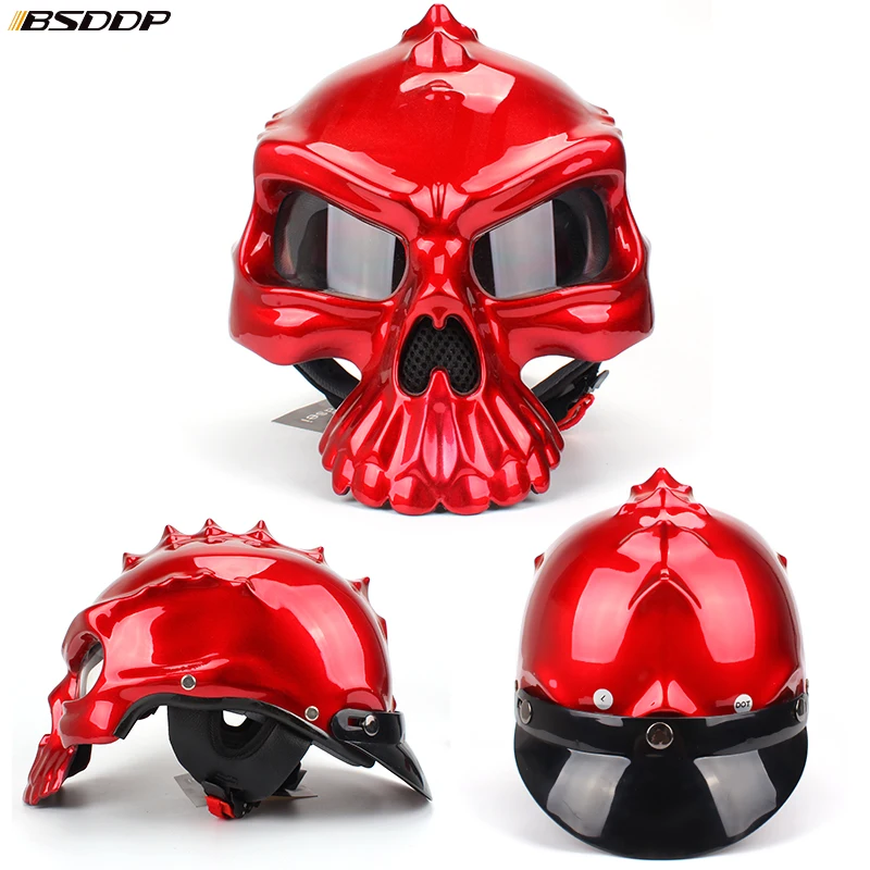 New personality fashion Double Use Helmet Skull Motorcycle Helmet Half Face Helmets Capacetes Casco Retro Casque for KTM Harley