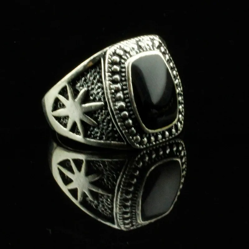 Новинка, мужское кольцо с черной эмалью, размер: 10, кленовый лист, модное кольцо с принтом, Винтажное кольцо
