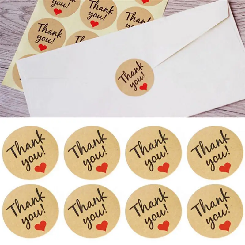 Buy 10 Sheet Heart Thank You Sticker Labels Kraft