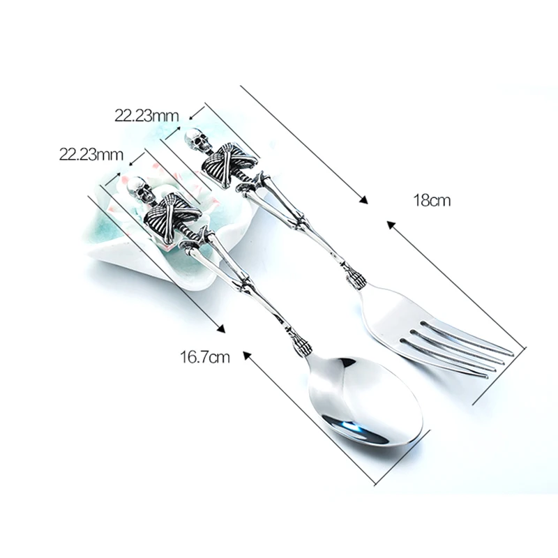 Серьга из титановой стали Череп вилка, ложка, посуда винтажный обеденный стол набор столовых приборов Металлические ремесла Хэллоуин вечерние подарки
