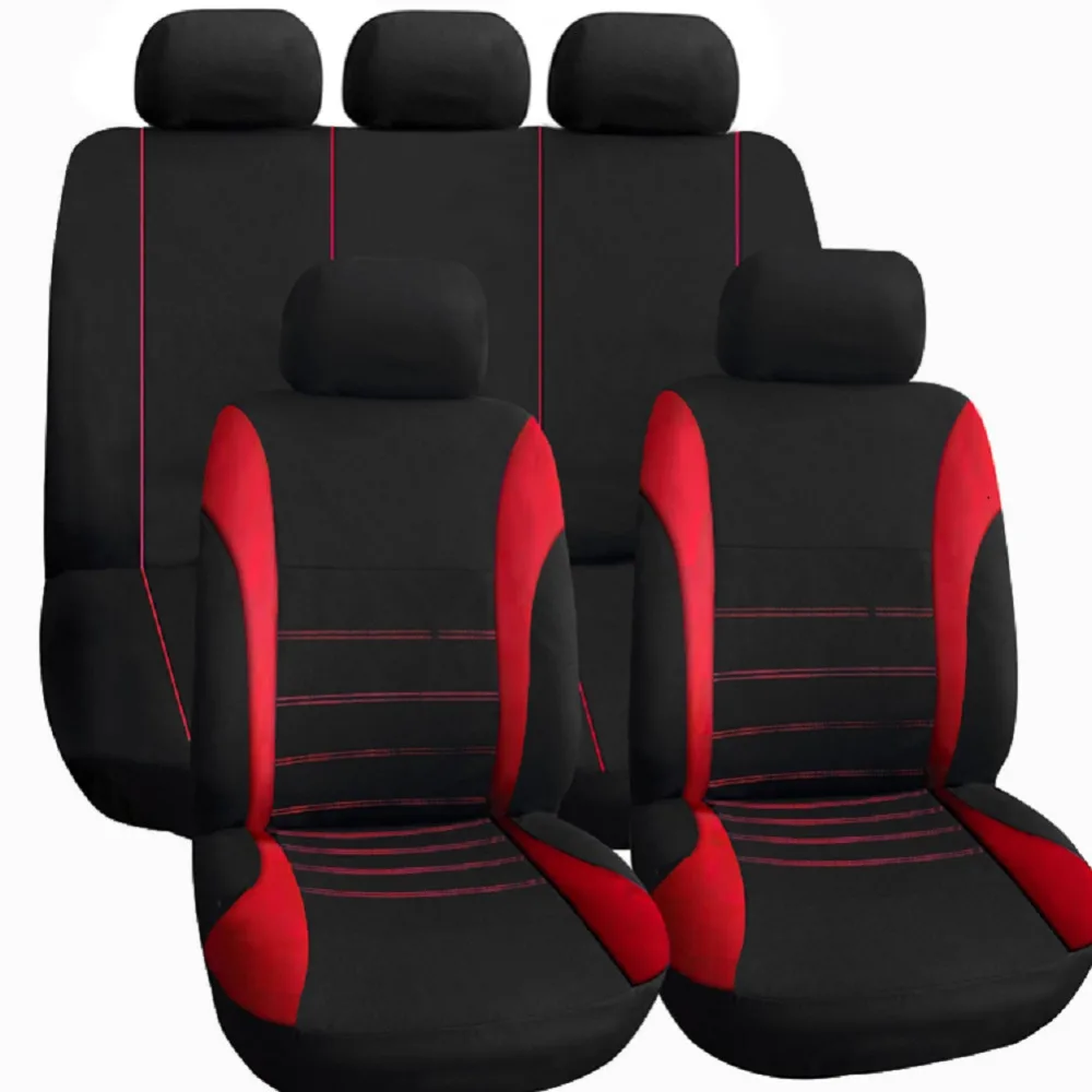 TIROL P3T21620 Universal Car Seat Cover 9 Pieces Set Black Red Blue Gray Full Covers For Crossovers Sedans Free Shipping In Automobiles