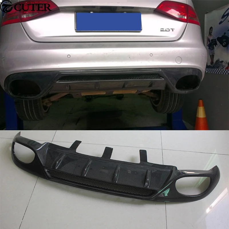 A4 B8 S LINE carbon fiber Rear Bumper Lip Diffuser For Audi A4 B8 SLINE