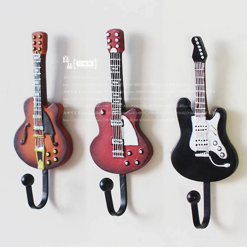 Classical Guitar shaped coat rack wall decoration hook wrought iron