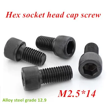 

500pcs/lot M2.5*14mm DIN 912 Hex Socket Head Cap Screw Black Steel Metric Thread Grade 12.9 Fastener