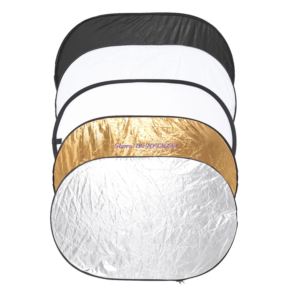 5 In 1 Collapsible Light Reflector Oval Photo Studio Light 90x120 cm