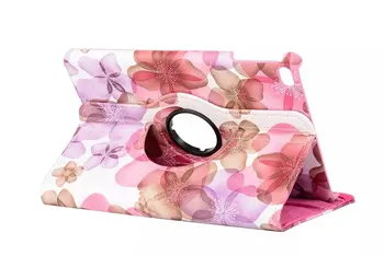 

20pcs/lot 360 Rotating Peach blossom Flower PU leather new design cover case for apple ipad mini 1 2 3 4 5 protective case cover