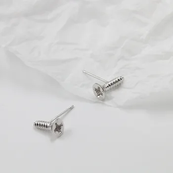 

100% 925 Solid Real Sterling Silver Piercing Screw Stud Earrings For Women Girls Brincos pendientes Brincos eh972
