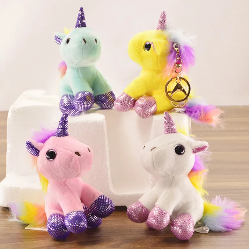 

12cm Kawaii Unicorn Plush keychain Toys Pink/Blue/Yellow/White Stuffed Animal Horse Toys for Children Soft Doll Birthday Gift