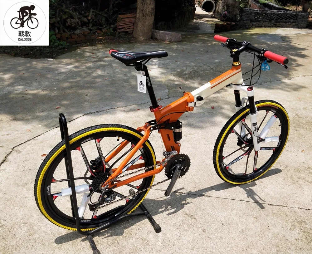 Excellent Kalosse  air front fork   bicycel folding  24/27/30 speed  26inch  bicycle mountain bike  Full suspension adults   bike 0