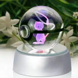Geng Ghost Elves диаметр 5 см стеклянная настольная лампа Pokemon Go Pocket Monster Mewtwo 3d светодио дный светодиодный ночник power Bank 3d лампа