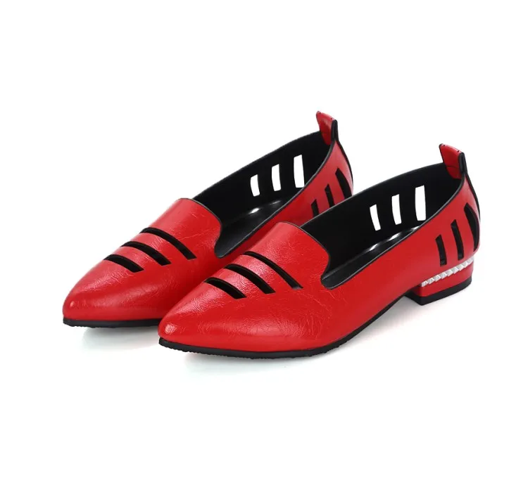 Плюс большие размеры 31-48, Повседневное со шнуровкой на толстом каблуке среднего размера; обувь Модные женские туфли-лодочки из лакированной кожи на высоком каблуке Демисезонный обувь C810 - Цвет: Красный