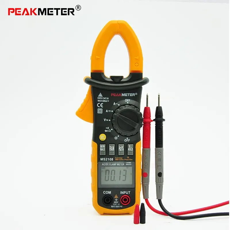 Токовые клещи PEAKMETER PM2108 клещи Амперметр измеритель емкости AC DC амперметрический клещи мультиметр