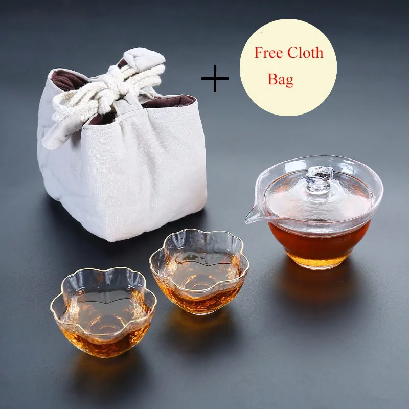 TANGPIN из термостойкого стекла Gaiwan Чайник Кофеварка Портативный Путешествия Чайный сервиз с тряпичной сумкой в комплекте