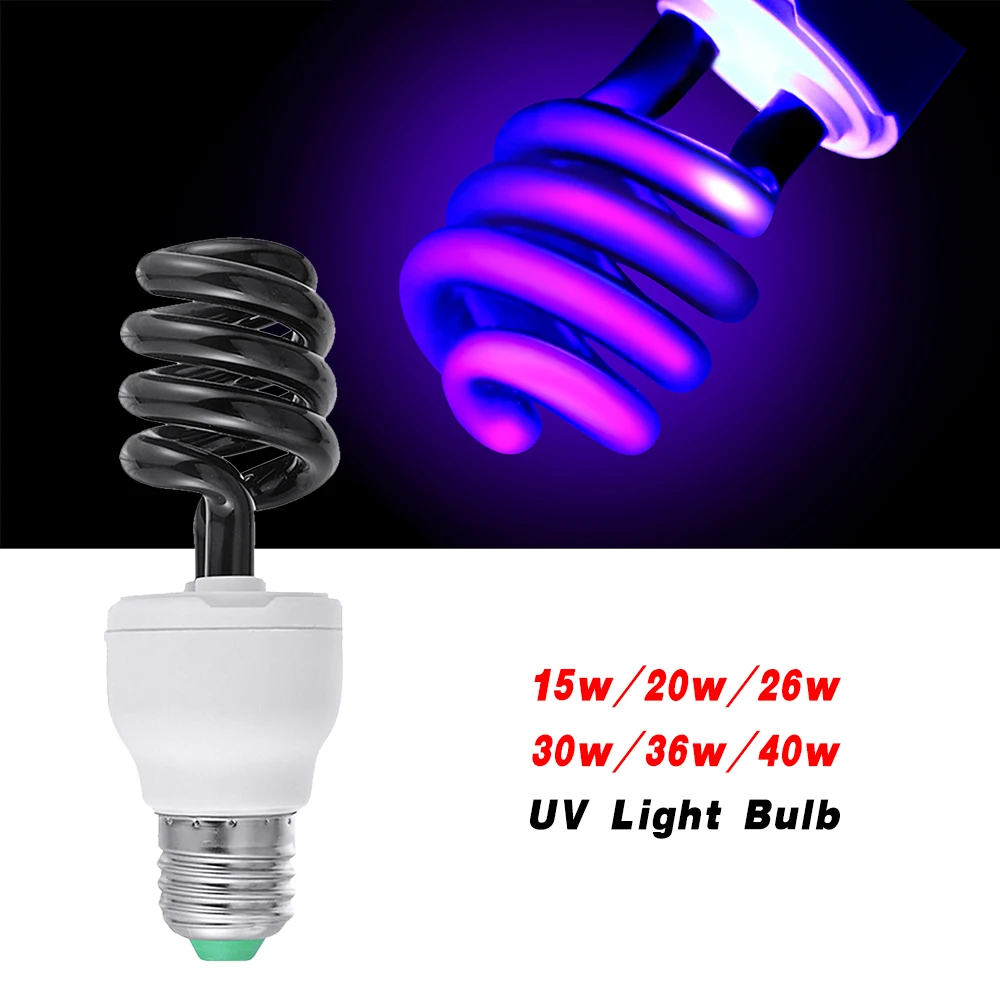 220V E27 15-40W UV светильник лампы УФ ультрафиолетовые люминесцентные светильник лампа Спиральные энергосберегающие черный светильник фиолетовый лампы светильник Инж