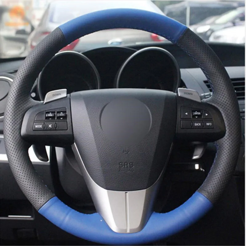

Top Leather Steering Wheel Hand-stitch on Wrap Cover For Mazda 3 2011-2013 Mazda CX7
