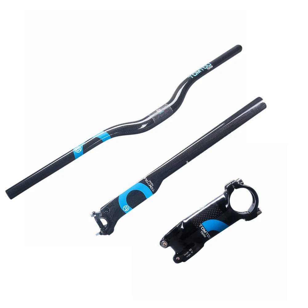 Tomtou ألياف الكربون الدراجات المقود مجموعة المقود + الجذعية seatpost أجزاء mtb دراجة دراجة bicicleta الأزرق-TC2T07
