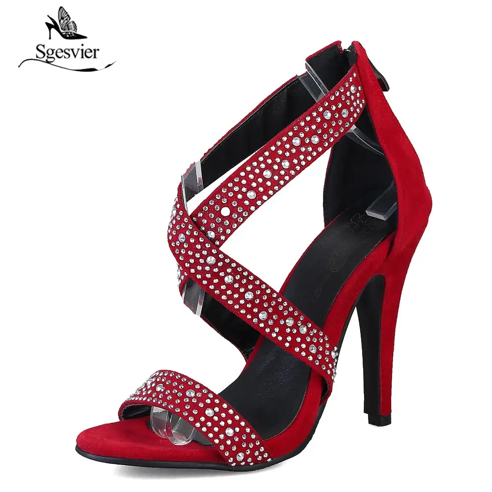 

Sgesvier Women Sandals Summer High Heels Shoes Cross Tied Ankle Strap Woman Peep Toe Rome Gladiator Sandals Thin Heel B194