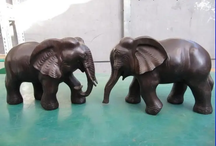 7 китайских медных бронзовых резных двух супружных слонов|statue|statue elephantstatue bronze |