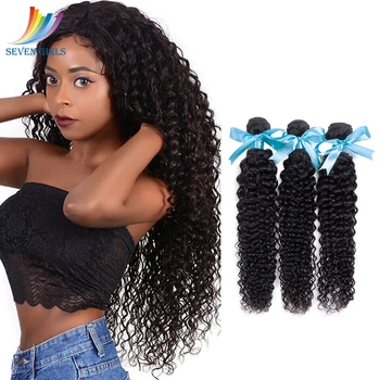 

Sevengirls Deep Curly Natural Color Human Hair Weave Bundles Peruvian Raw Virgin Human Hair Grade 10A 3 Bundles Free Shipping