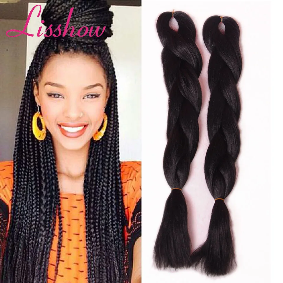 24inch Black Blue Pink Expression Braiding Hair Two Tone