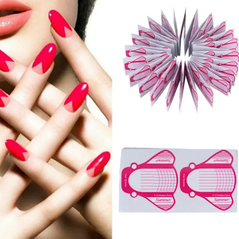 

100Pcs/Roll Butterfly Shape Nail Art UV Gel Tips Sticker Extension Builder Form Guide Stencil Salon DIY Manicure Tools