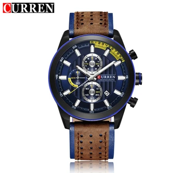 

Curren Mens Watches Top Brand Luxury Leather Quartz Military Watch Wrist Chronograph Men Sports Watches Date Wristwatches 8292