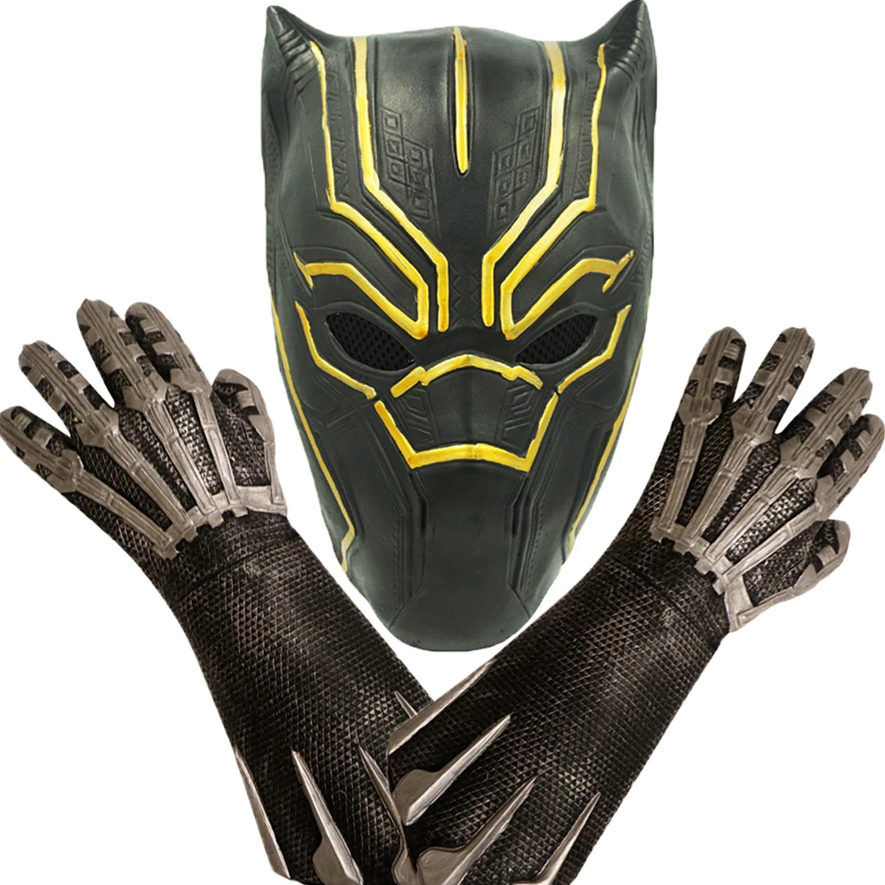

Movie Black Panther Mask Glove Latex Captain America 3 Marvel Civil War Cosplay Hero Prop Halloween Costume Accessories Helmet