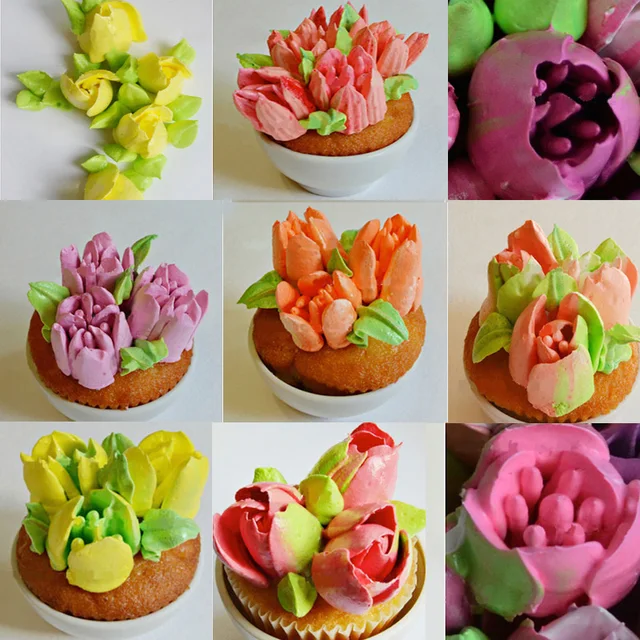7 Pcs Stainless Steel Pastry Nozzles Fondant Icing Piping Tips Set 7 Pcs Stainless Steel Pastry Nozzles Fondant Icing Piping Tips Set Rose Tulip Shaped Cake Decorating