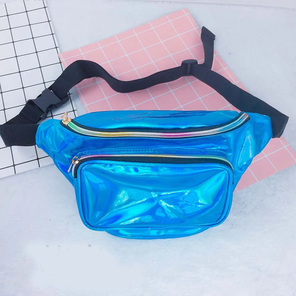 Женская и мужская блестящая Ретро поясная сумка Rave Festival поясная сумка для путешествий на открытом воздухе с ремнем через плечо сумка на бедрах синего, розового, фиолетового, серебряного цвета