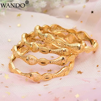 WANDO 4 шт. роскошные золотые свадебные украшения, браслеты с рыбками в эфиопском африканском стиле, женский браслет в дубайском стиле Вечерние женский браслет, подарок